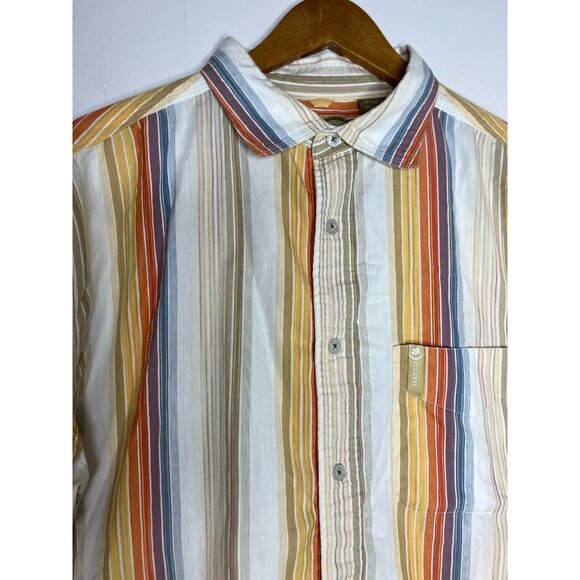 Mecca Striped Button-Up Short Sleeve Shirt Men's Large - Picture 2 of 9